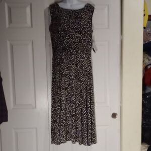 NWT Perceptions New York Brown & Ivory Abstract Print Sleeveless Midi Dress 16)